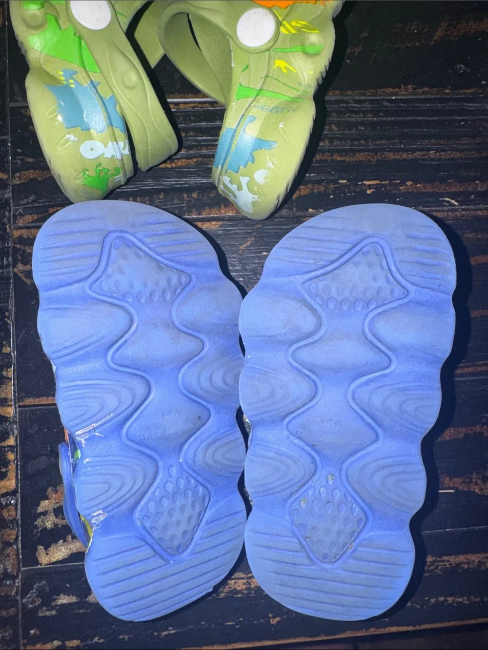 Kids' Dinosaur Clog Shoes - Green and Blue